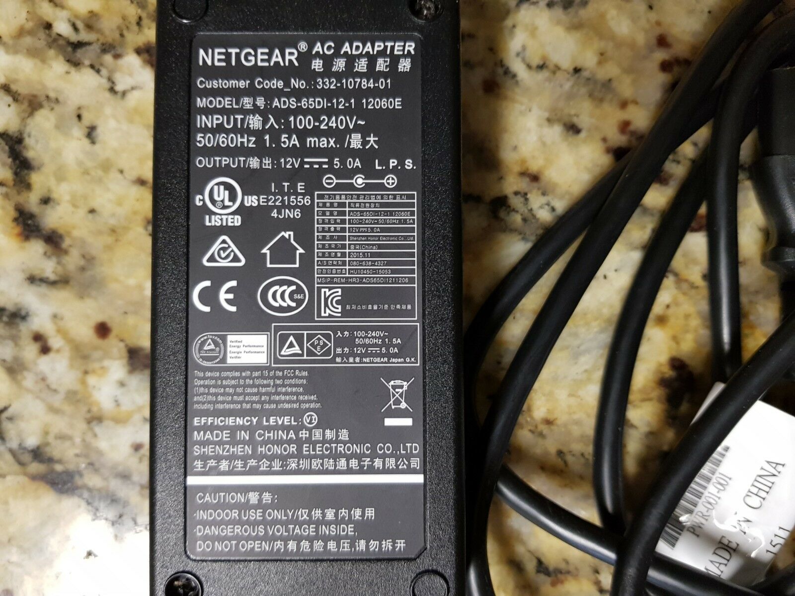 Brand new NETGEAR 12V 5.0A 332-10384-01 AC ADAPTER 5.5*2.1mm for NIGHTHAWK X6 ROUTER R8000 R8000 Ro